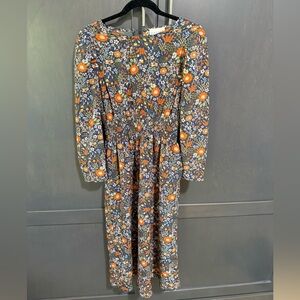 Hayden Orange and Blue Floral Long Sleeve Dress